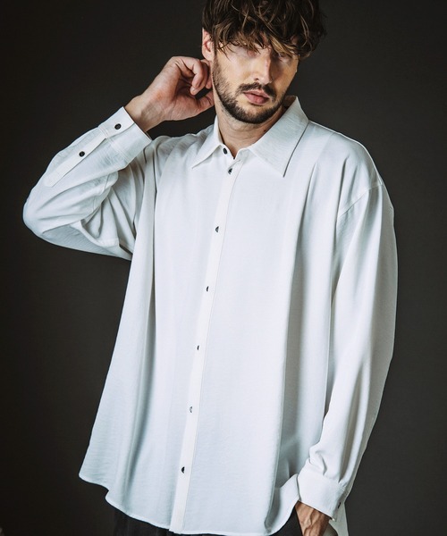 シャツ 「NO ID.」Tuck Drape Big Shirt / タック ドレープ ビッグ シャツ メンズ