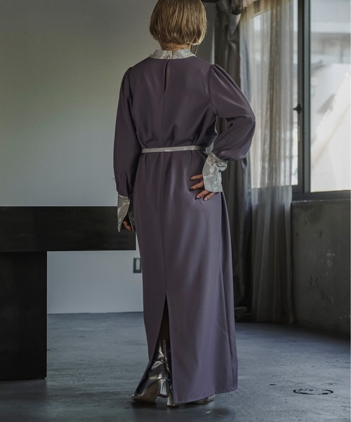 「Ezick」 長袖ワンピース FREE ブラック×ブラック レディース_画像5