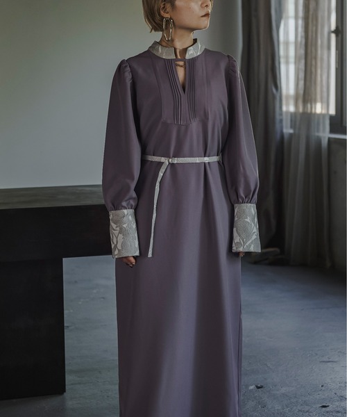 「Ezick」 長袖ワンピース FREE ブラック×ブラック レディース_画像7