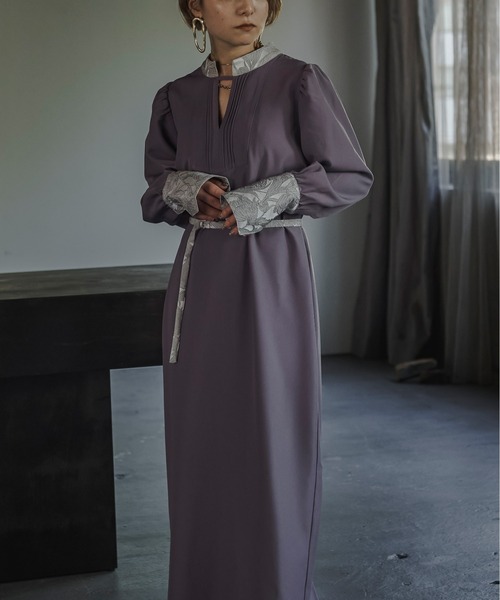 「Ezick」 長袖ワンピース FREE ブラック×ブラック レディース_画像8