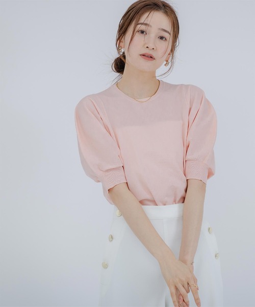「ur's」 半袖ニット M ネイビー レディース_画像2