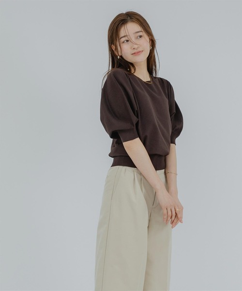 「ur's」 半袖ニット M ネイビー レディース_画像6