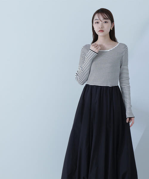 「NATURAL BEAUTY BASIC」 ドッキングワンピース MEDIUM ベージュ系その他 レディースの画像