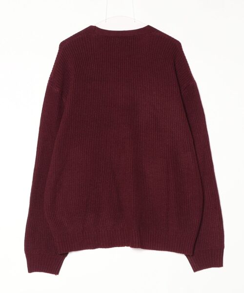 「POLO BCS」 ニットカーディガン M ワインレッド メンズ_画像2