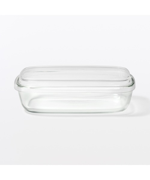 古道具　新品　ガラス製保存容器 蓋付き大 無印良品（MUJI） キッチン 蓋をしたままレンジで使える 耐熱ガラス