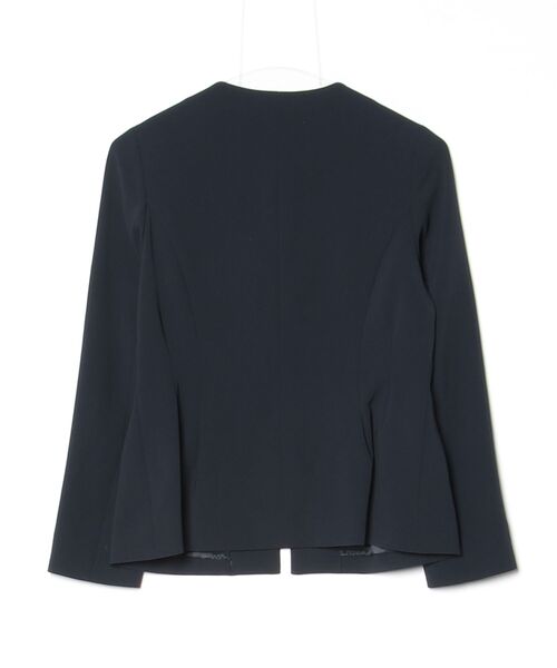 「Demi-Luxe BEAMS」 ノーカラージャケット 36 ネイビー レディース_画像2