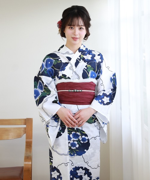 和なでしこ 浴衣 選べるヘコ帯13柄 ときめき恋浴衣2点セット