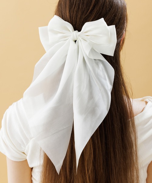 LA MUe ヘアクリップ 「LA MUe」サテン ビッグ リボンバレッタ