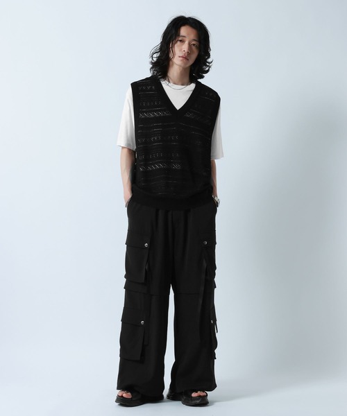 ベスト ジレ Lace Knitting Knit Ensemble Vest/透かし編みニットベスト「Tシャツ付き」 メンズ | RAGEBLUE | 03