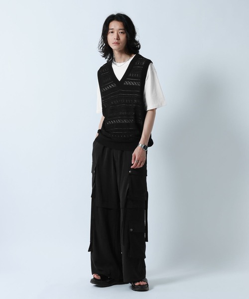 ベスト ジレ Lace Knitting Knit Ensemble Vest/透かし編みニットベスト「Tシャツ付き」 メンズ | RAGEBLUE | 04