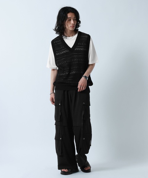 ベスト ジレ Lace Knitting Knit Ensemble Vest/透かし編みニットベスト「Tシャツ付き」 メンズ | RAGEBLUE | 06