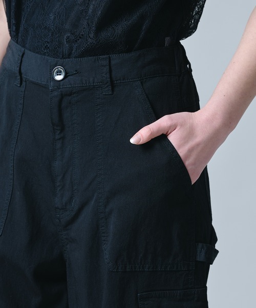 ワイドパンツ カーゴパンツ 二浴染めカーゴパンツ レディースの画像