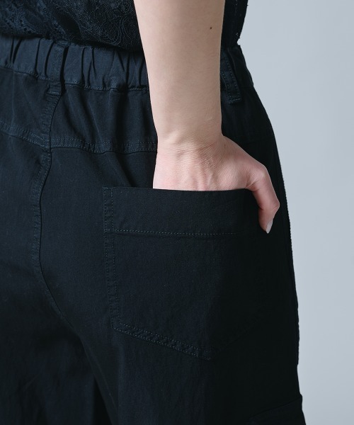 ワイドパンツ カーゴパンツ 二浴染めカーゴパンツ レディースの画像