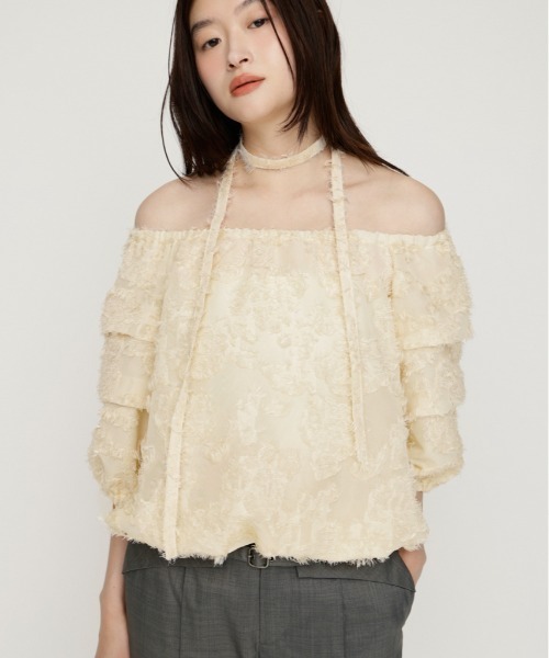 SLY（スライ） ブラウス シャツ TUCK SLEEVE OFFSHOULDER TOPS タック