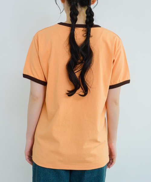 「eLur」 半袖Tシャツ FREE オレンジ レディース_画像7