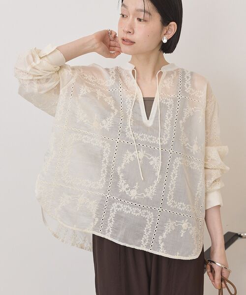 「AMERICAN HOLIC」 長袖ブラウス M オフホワイト レディース_画像3