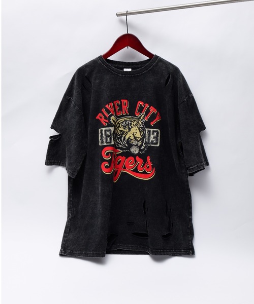 「DEVICE」 半袖Tシャツ FREE ブラック×グレー レディース_画像5