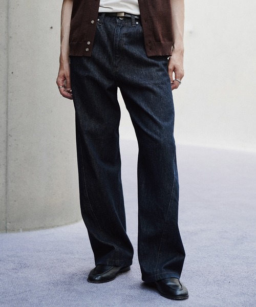 WYM LIDNM ジーンズ VINTAGE WASHED CURVED DENIM -SLIM FIT- メンズ