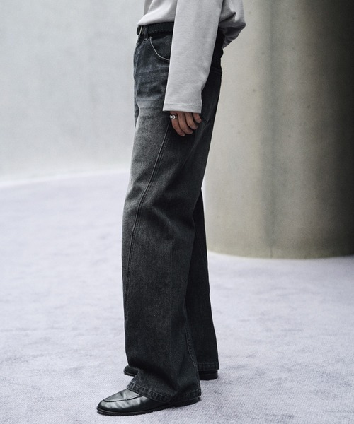 WYM LIDNM ジーンズ VINTAGE WASHED CURVED DENIM -SLIM FIT- メンズ
