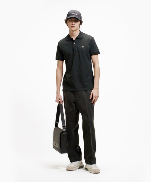 新品　LACOSTE ブラック ポロシャツ US XS スリムフィット　日本製 LACOSTE（ラコステ） ポロシャツ ソリッド スリムフィット ストレッチ