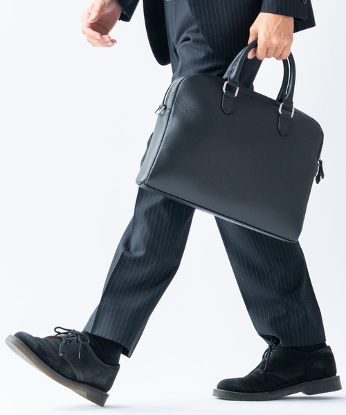 【極美品】MURA ビジネスバッグ ブリーフケース 2way 通勤 ブラック MURA（ムラ） ビジネスバッグ 薄型 ダブルジッパー シュリンクレザー