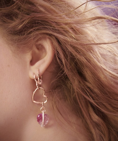 PANDORA（パンドラ） ピアス アシンメトリカル ハート フープ ピアス