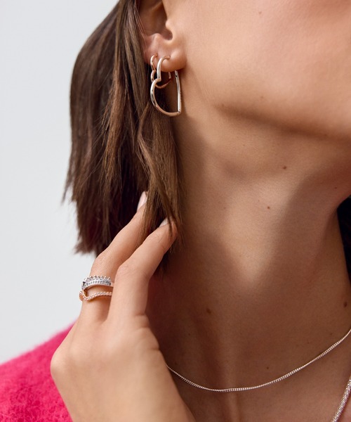 PANDORA（パンドラ） ピアス アシンメトリカル ハート フープ ピアス