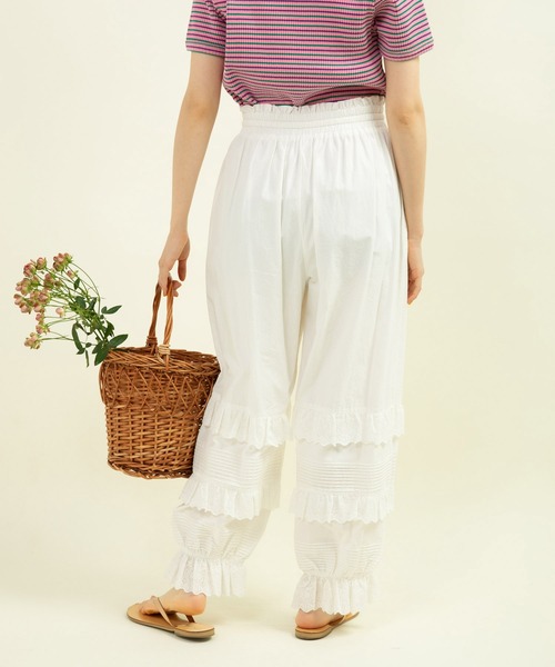 Dot&Stripes CHILD WOMANフリル付き カジュアルパンツ Dot＆Stripes CHILD WOMAN パンツ ブロード レースピンタック