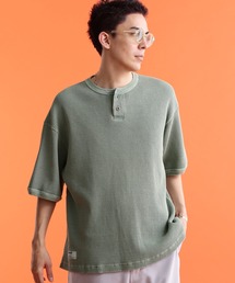 トップス schott PIGMENT OD SS HENLEY NECK T-SHIRT PIGMENT O/D SS HENLEY NECK T-SHIRT/ピグメント オーバーダイ