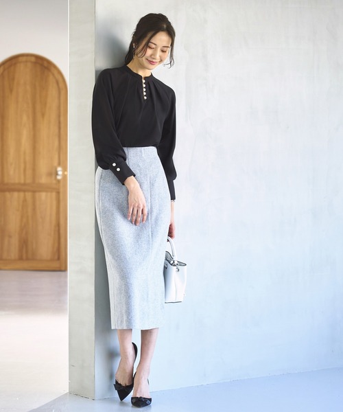 [洗える]オーガニックリップクロススタンドカラーオーバーブラウス GIANNI LO GIUDICE｜[洗える]オーガニックリップクロススタンド