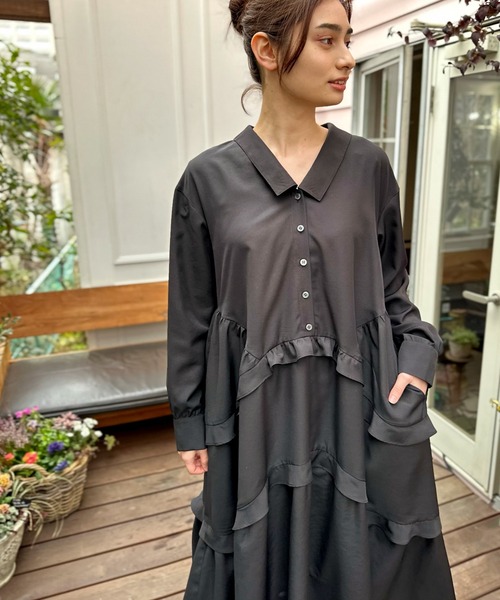 ラストセール！【REISS】Mila ドレープウールシャツワンピ SALE】総レースウエストドロストシャツワンピース - 12Twelve
