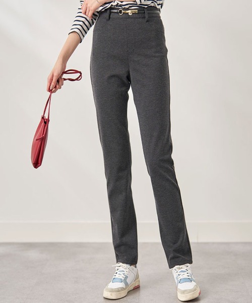 BELLUNA パンツ 防風ストレッチ素材ストレートパンツ股下73cm