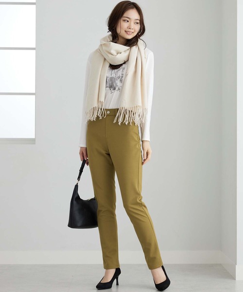 BELLUNA パンツ 防風ストレッチ素材ストレートパンツ股下73cm