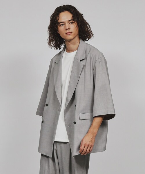 tk.TAKEO KIKUCHI ジャケット テーラードジャケット テックリネン5分袖