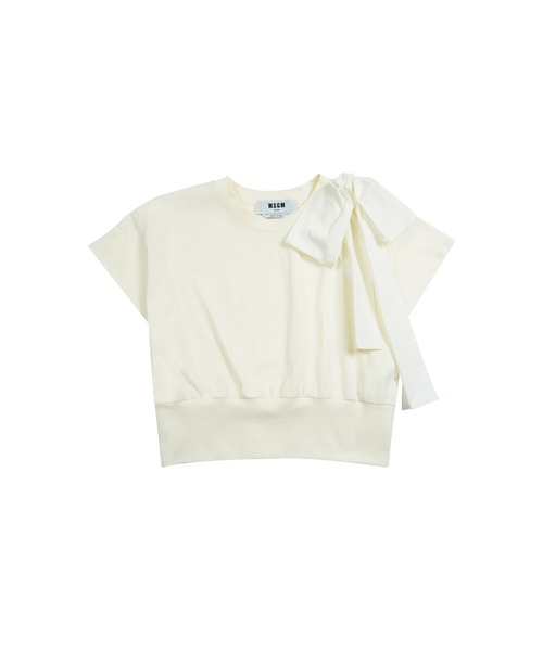 tシャツ リボンディテール フレンチスリーブトップ レディース