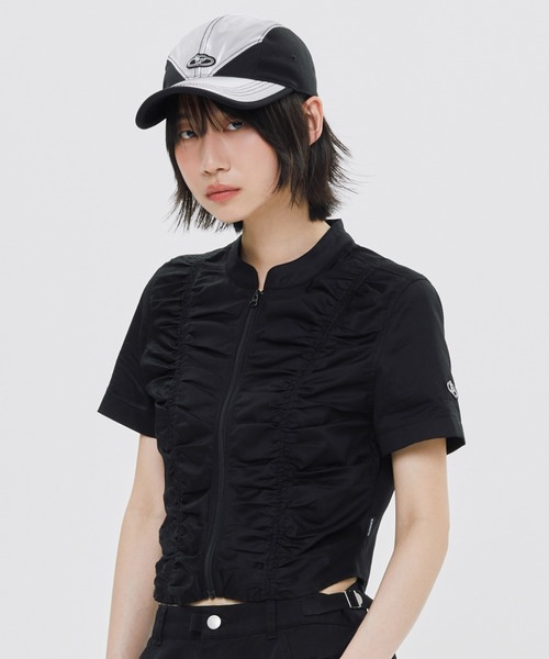 A'GEM/9 × .kom 「ROMANTIC CROWN/ロマンティック クラウン」 SHIRRING COTTON ZIP UP/シャーリングン