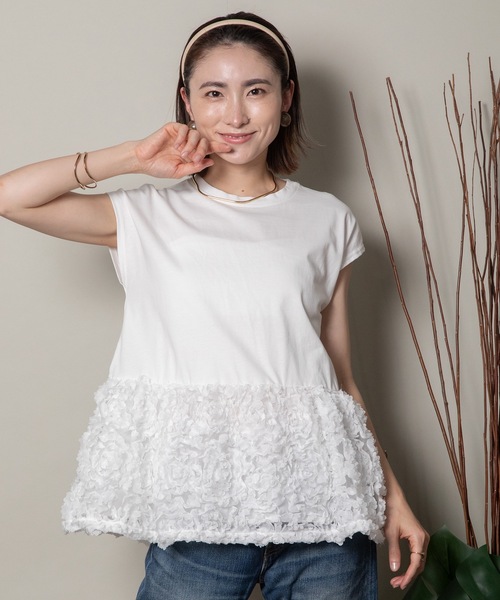 tシャツ 半袖 裾チュール フリルデザインTEE レディース : ZOZOTOWN