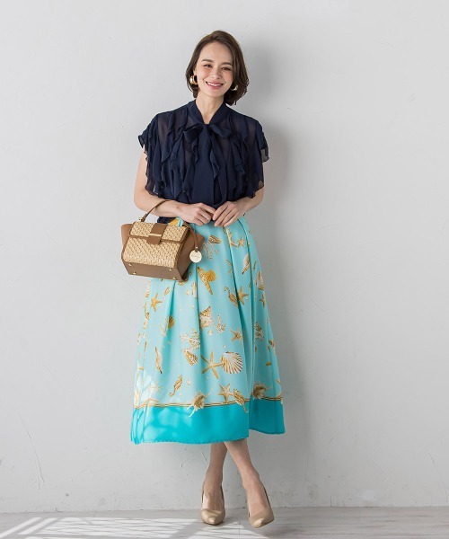 ビアッジョブルー　スカート　マリン ビアッジョブルー Viaggio Blu マリンモチーフプリントスカート