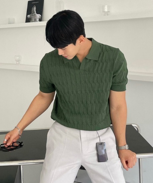 B.R.U ポロシャツ ケーブルニットポロ メンズ レディース : ZOZOTOWN