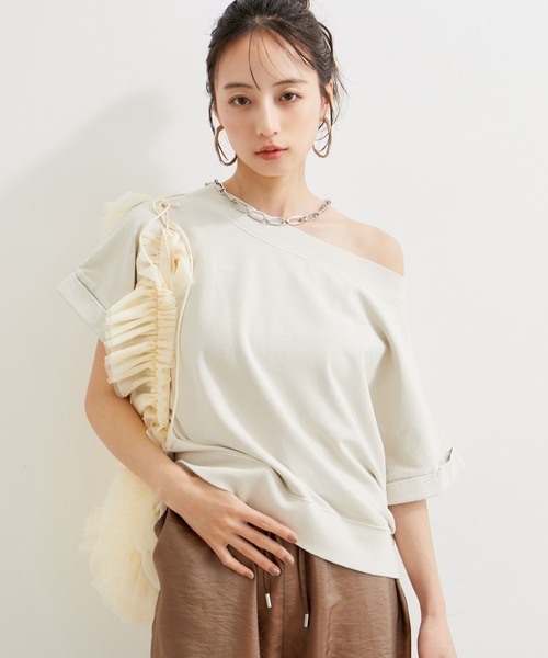 VIS tシャツ 「洗える」ピグメント加工ワンショルプルオーバー