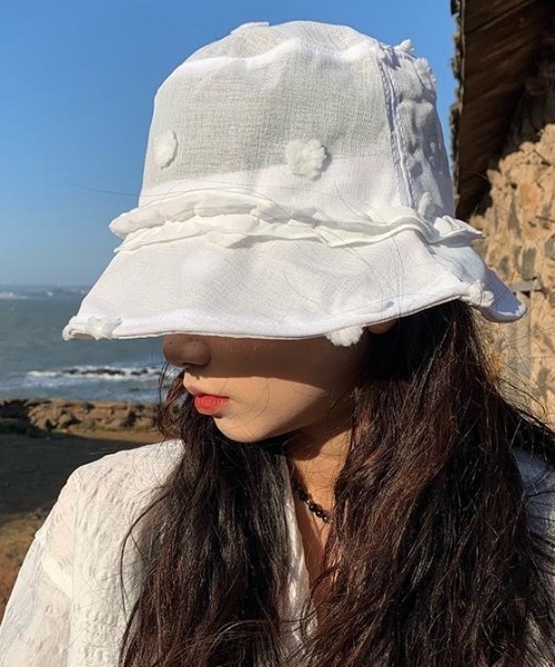 Achic（アシック） 帽子 キャスケット フリル透け感バケットハット