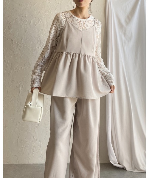 〈新品〉& LOVE CLOSET  ペプラム キャミ ロングスカート セット セール】ペプラム キャミソール ロングパンツ セットアップ