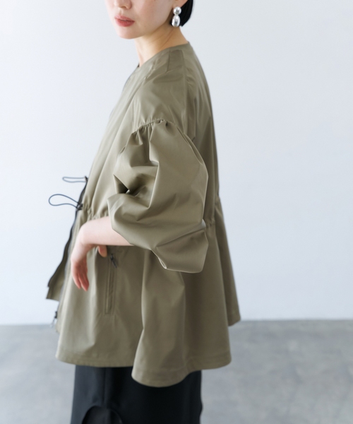 VERMEIL par iena ノーカラーギャザーZIPブルゾン ノーカラーギャザーZIPブルゾン（その他ブルゾン／アウター