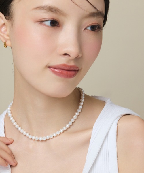ネックレス 「 金属アレルギー対応 」 シンプルパールネックレス  サージカルステンレス レディースの画像