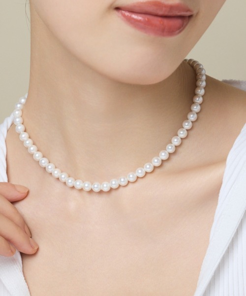 ネックレス 「 金属アレルギー対応 」 シンプルパールネックレス  サージカルステンレス レディースの画像