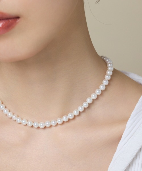 ネックレス 「 金属アレルギー対応 」 シンプルパールネックレス  サージカルステンレス レディースの画像