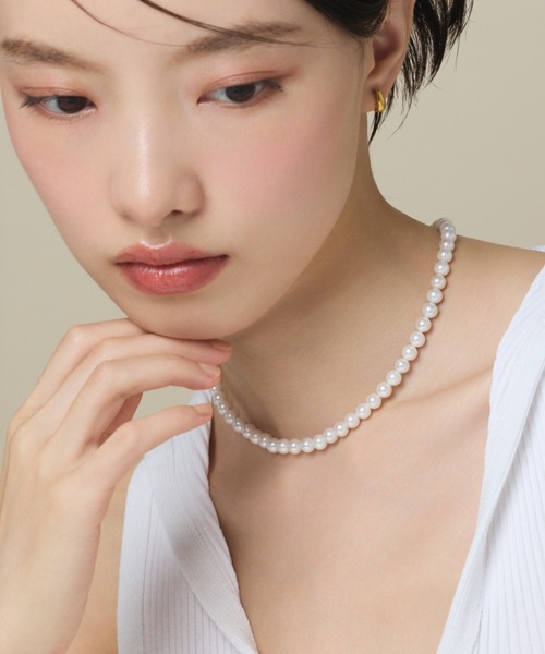 ネックレス 「 金属アレルギー対応 」 シンプルパールネックレス  サージカルステンレス レディースの画像