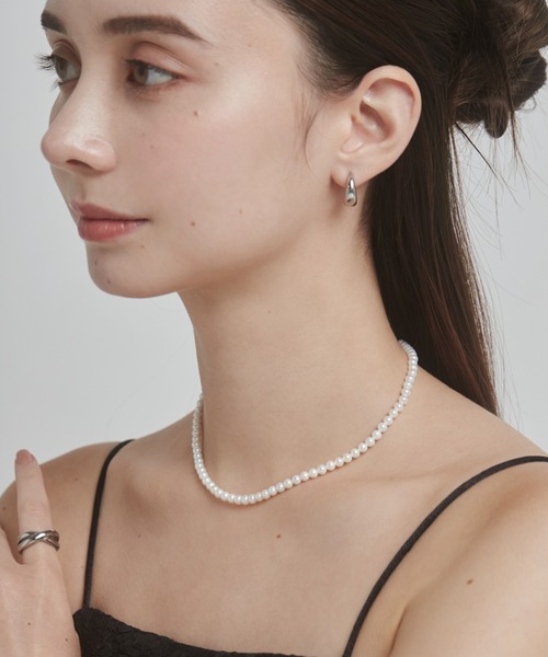 ネックレス 「 金属アレルギー対応 」 シンプルパールネックレス  サージカルステンレス レディースの画像