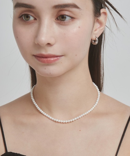 ネックレス 「 金属アレルギー対応 」 シンプルパールネックレス  サージカルステンレス レディースの画像