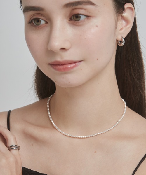 ネックレス 「 金属アレルギー対応 」 シンプルパールネックレス  サージカルステンレス レディースの画像